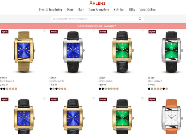 SÖNER säljer sina klockor på Åhléns