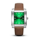 SÖNER LEGACY K Fyrkantig klocka i borstat stål med grön klassisk urtavla.